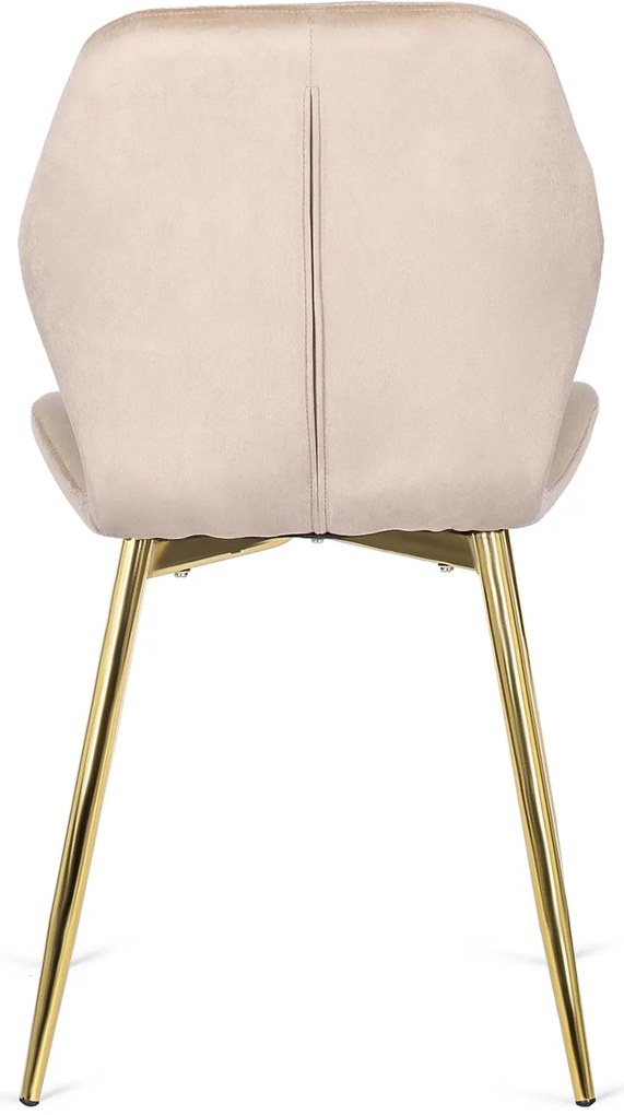Krzesło Tapicerowane do Jadalni LUCKY Kremowe Welurowe Nowoczesne Glamour