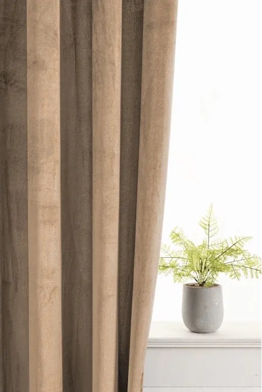 Zasłona zaciemniająca ELVIO VELVET 140x250 cm, beżowa Zawieszanie: Metalowe pierścienie