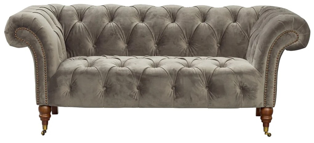 Sofa Chesterfield Glamour Velvet Grey 2-os.