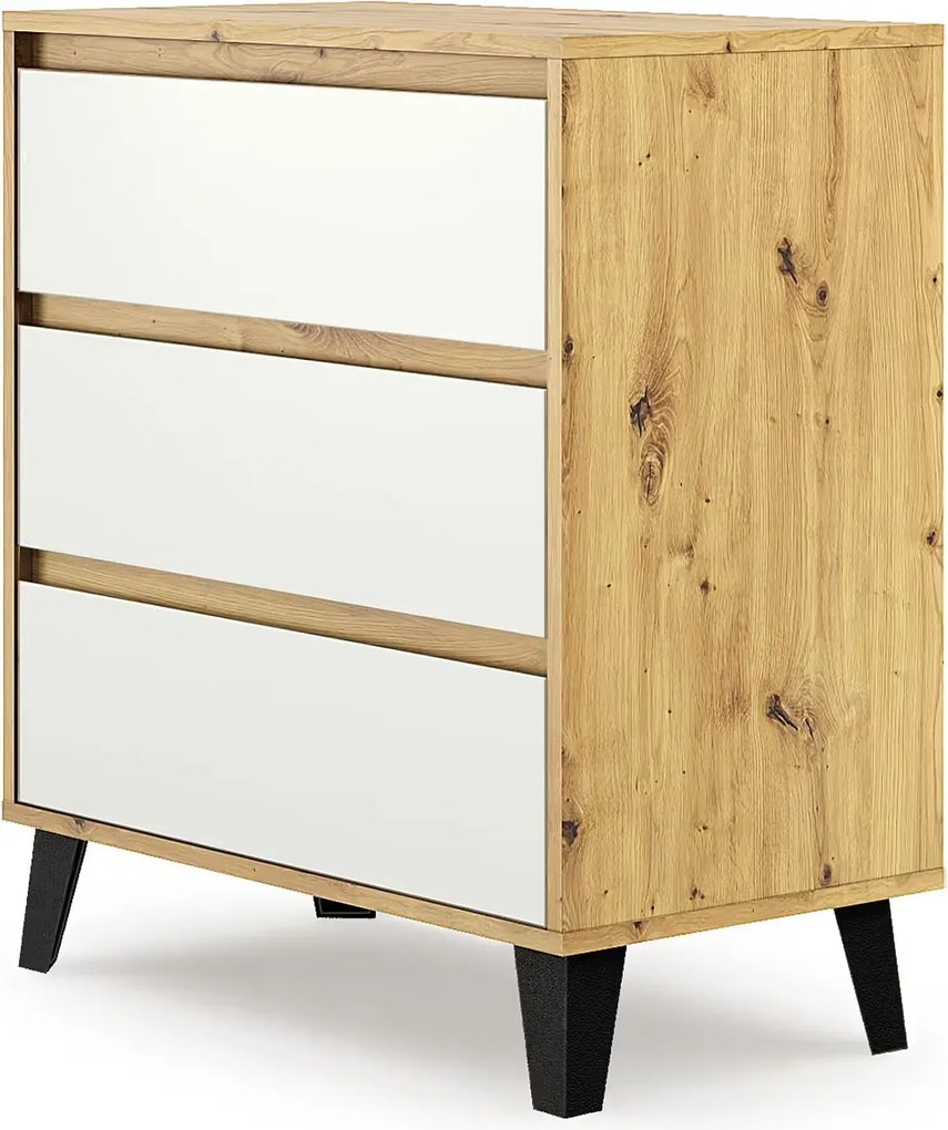 Minimalistyczna komoda na nóżkach dąb artisan + biały S5-Z92