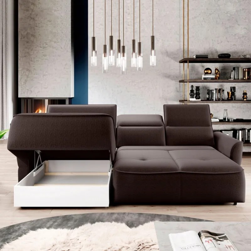 Narożnik MURILLO S Mini z elektryczną regulacją siedziska Lewostronny w tkaninie VOGUE 06 WERSAL