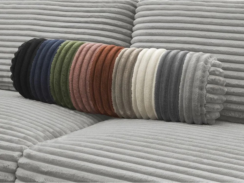 Jasnoszara sztruksowa rozkładana sofa do spania 220 cm Hugo – Bobochic Paris