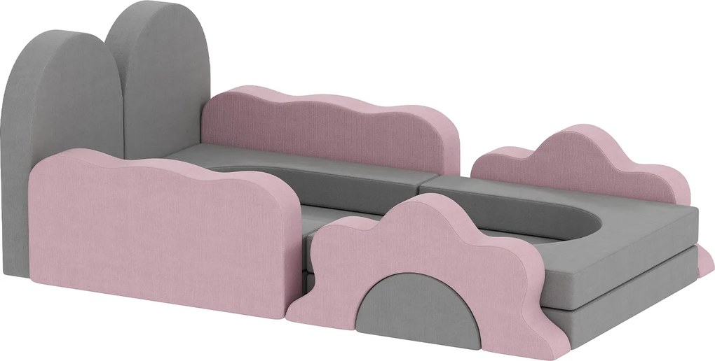 AIYAPLAY 12-elementowy Zestaw Bloków z Pianki do Wspinaczki, Budowy, Czołgania, Wewnętrzne Maty do Zabawy z Pokrowcem Kordurowym, Szary + Różowy