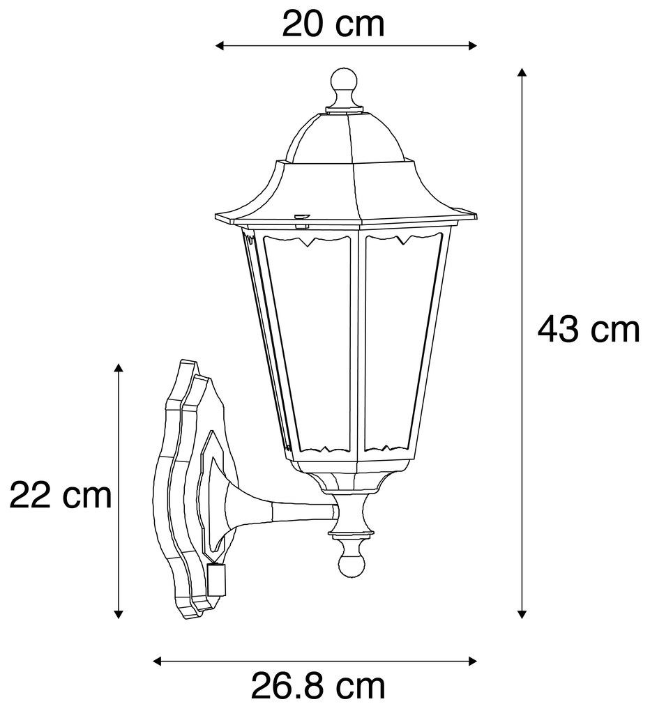 Zewnetrzna Kinkiet / Lampa scienna zewnętrzny czarny z czujnikiem ruchu - Havana IP44 klasyczny/Antyczny Oswietlenie zewnetrzne
