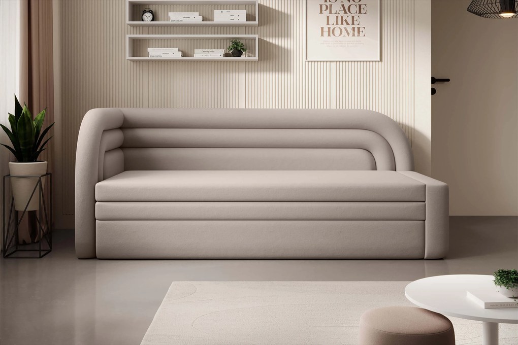 Beżowa rozkładana sofa 3-osobowa FABILLO Wersja: Lewy róg