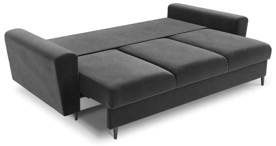 Jasnoszara aksamitna rozkładana/ze schowkiem sofa 235 cm Kyoto – Cosmopolitan Design