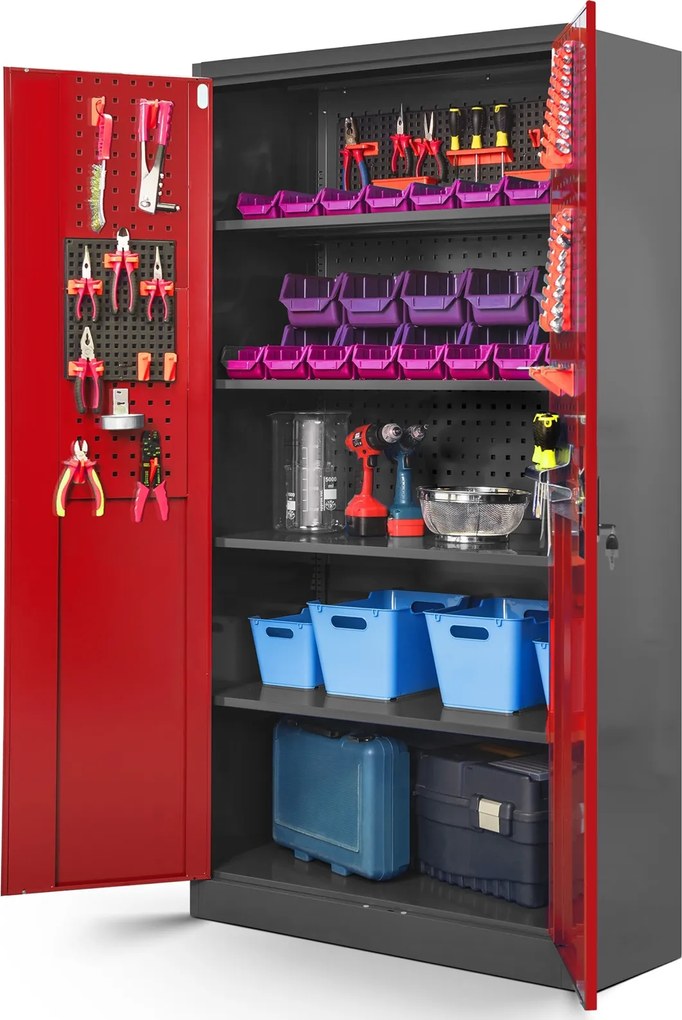Metalowa szafa warsztatowa Bruno 92x50x185 cm antracyt/czerwony