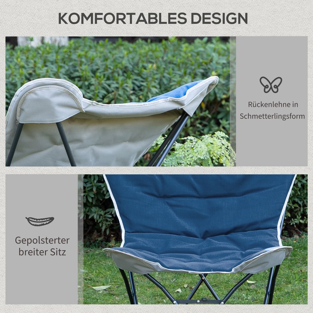 Outsunny Krzesło campingowe Składane Lekka rama stalowa Antypoślizgowe nogi Niebieski 88x74x84 cm Wygodne i stabilne | Aosom PL