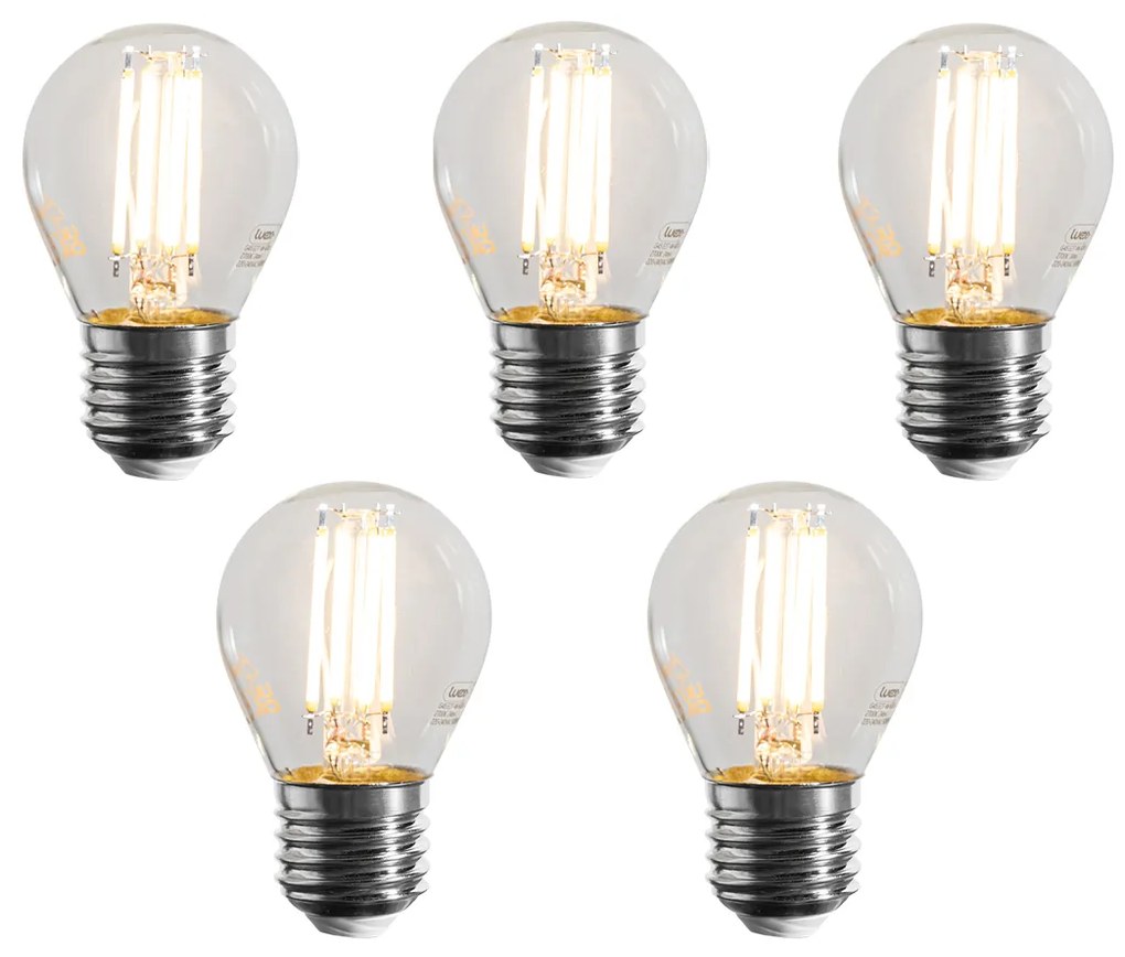 Zestaw 5 ściemnialnych żarówek LED Filament E27 G45 przezroczystych 4W 470 lm 2700K