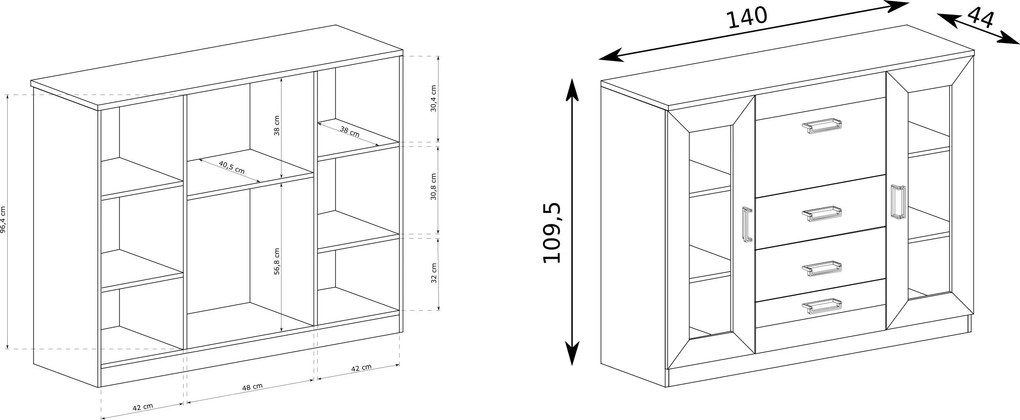 Komoda UDINE 140 cm do Salonu Sypialni Dąb lefkas