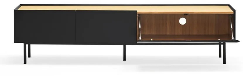 Czarno-naturalna szafka pod TV w dekorze dębu 180x45 cm Arista – Teulat