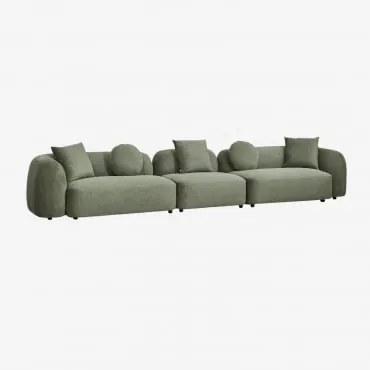Modułowa Sofa 3-częściowa Z Tkaniny Coco Chenille Tkaniny Szenil Salvia Zieleń - Sklum