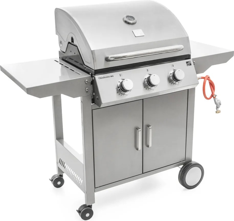 Grill gazowy OKLAHOMA BBQ, 4 palniki, z reduktorem, srebrny Penta CZ
