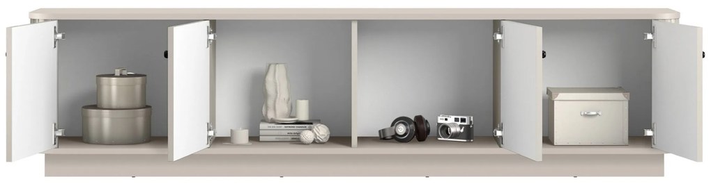 Szafka RTV Vesper 4D 187 cm na cokole - kaszmir / czarne uchwyty