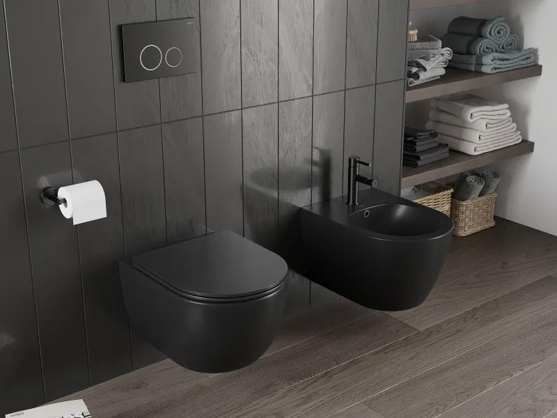 Mexen Carmen miska wc Rimless Tornado z deską wolnoopadającą slim, duroplast, czarna mat - 30881085T