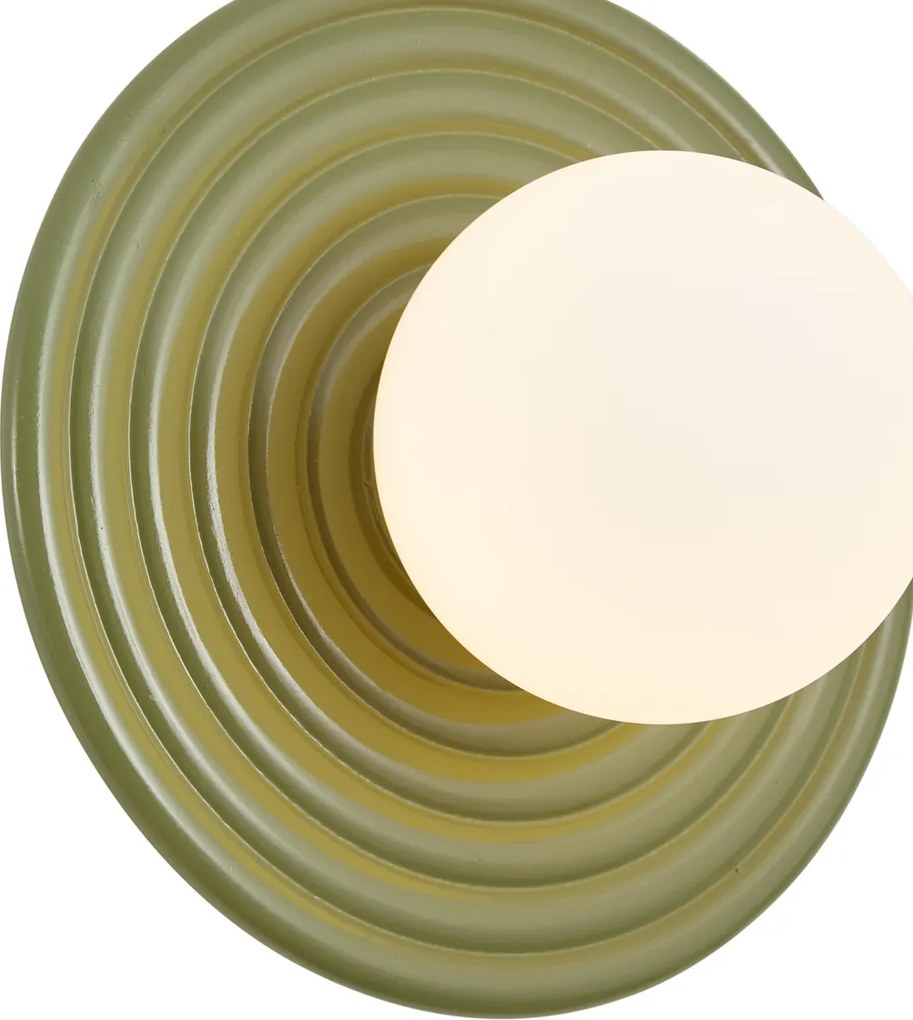 Retro Lampa ścienna zielona z okrągłym kloszem opalowym 20 cm IP44 - Lila
