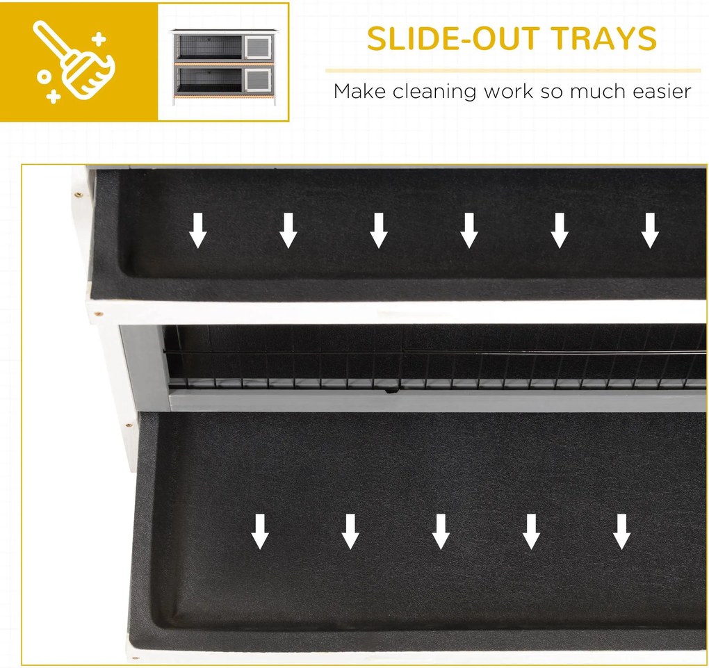 PawHut Klatka dla małych zwierząt dla świnek morskich i królików karłowatych, dwupoziomowa, drewniana, szara