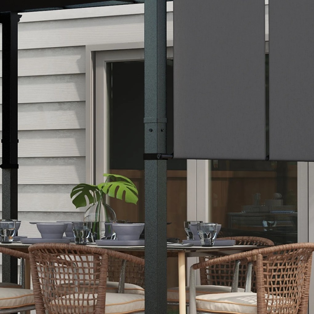 Outsunny Markiza na pergolę, odporna na warunki pogodowe, zestaw montażowy w komplecie, 3 x 3,5 m, Ciemnoszary