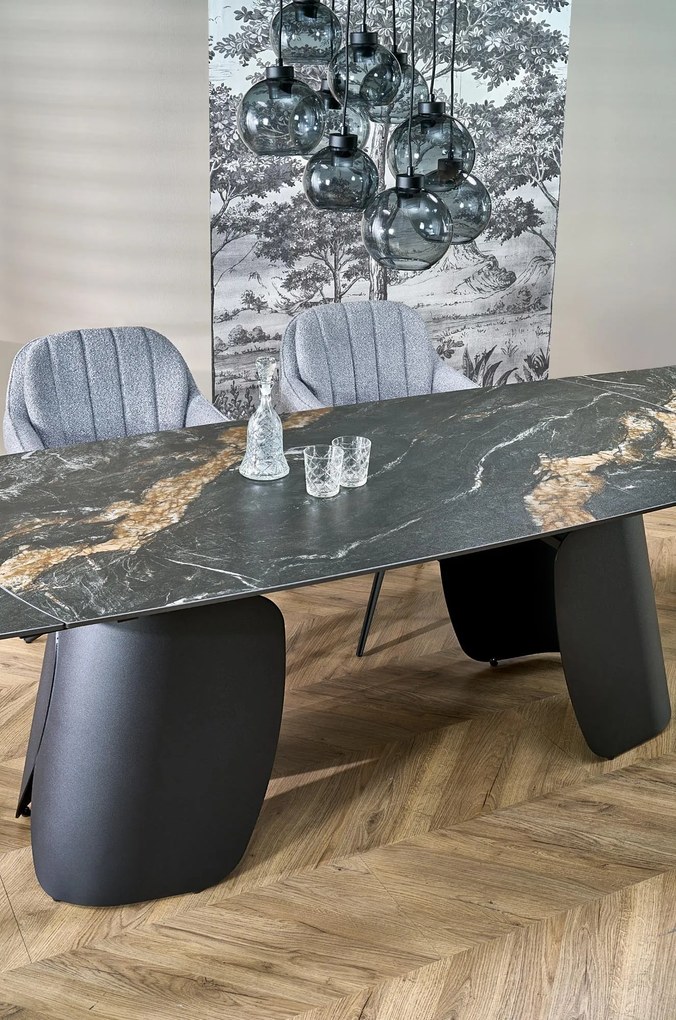 FORUM stół rozkładany, czarny marmur