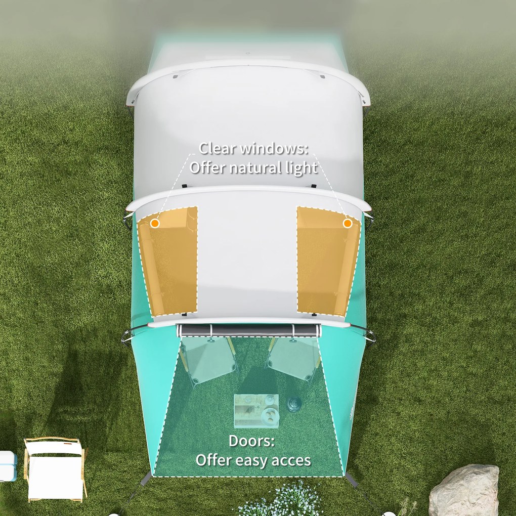 Outsunny Namiot kempingowy dla 4-5 osób, oddzielne pomieszczenia dzienny i sypialny, 460D x 260S x 190W cm, Zielony