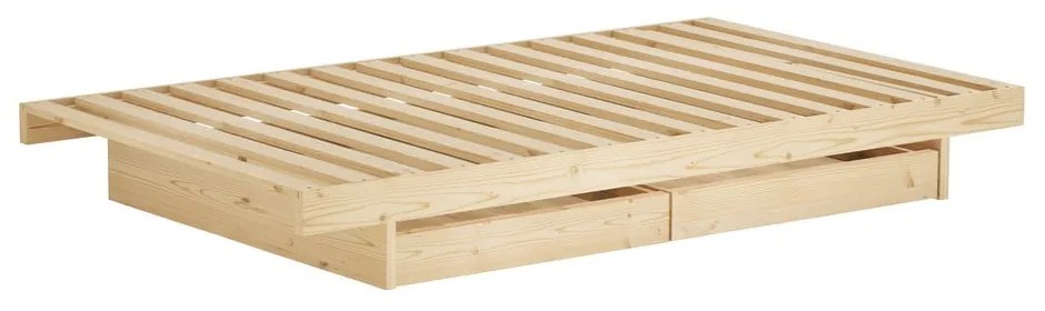 Naturalne łóżko z litego drewna sosnowego ze schowkiem i stelażem 90x200 cm Kanso – Karup Design