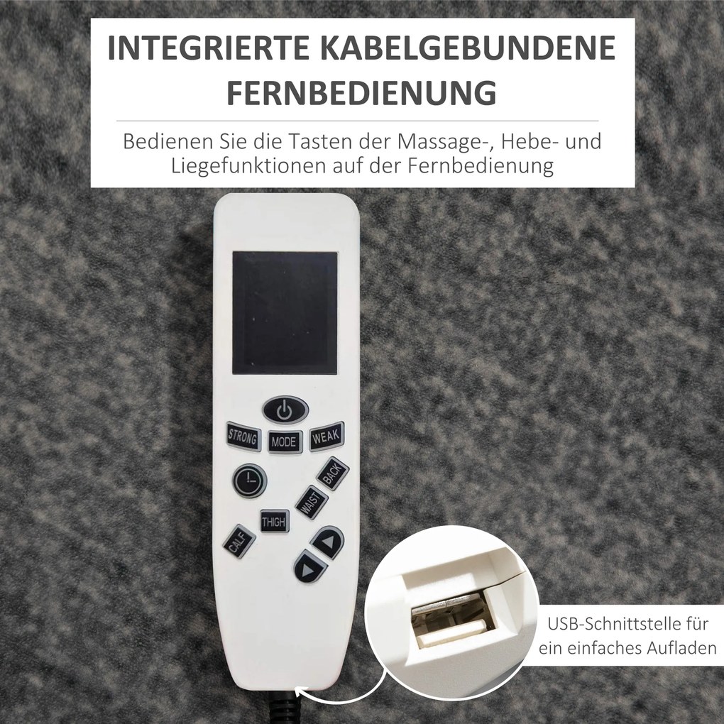 HOMCOM Fotel masujący z podnóżkiem pomocny w wstawaniu do 150kg fotel relaksacyjny | Aosom PL