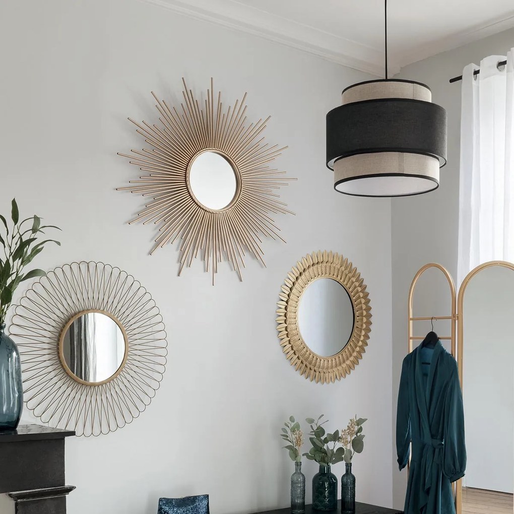Dekoracyjne lustro ścienne GOLD SUN Ø 98,5 cm