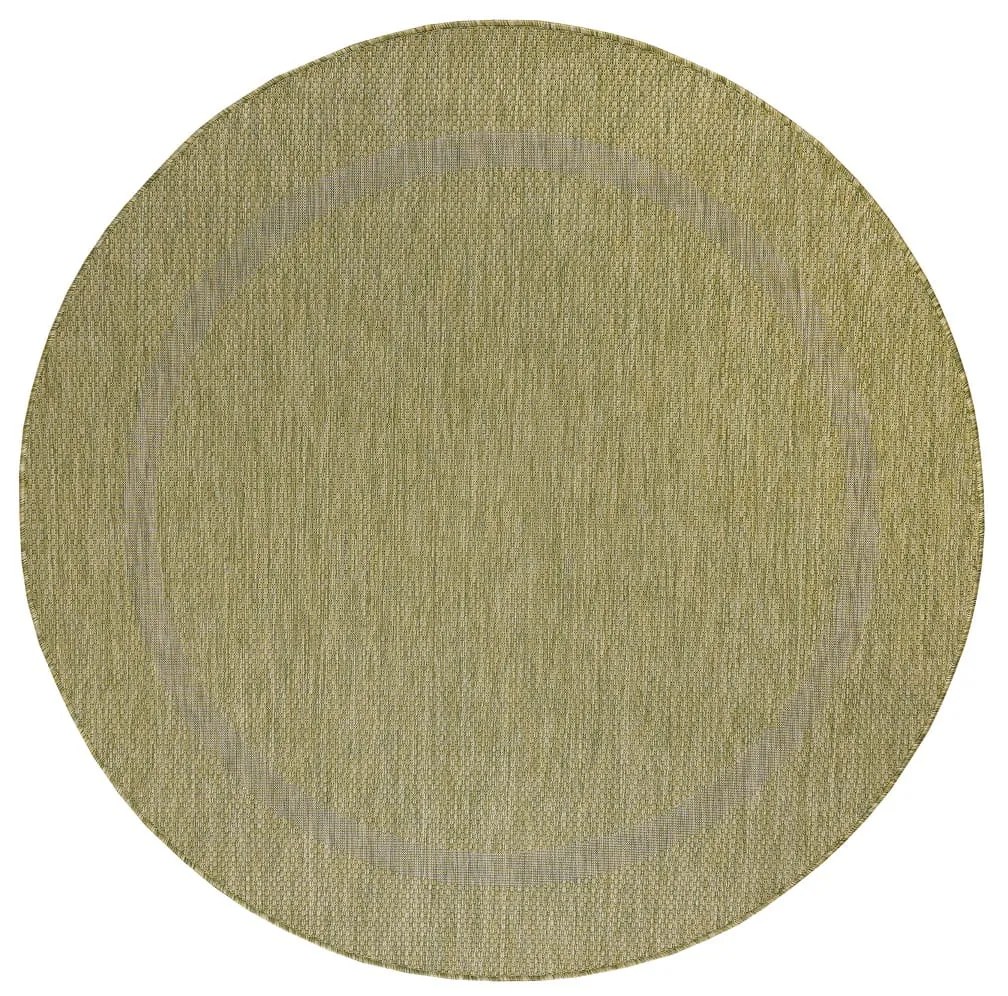Dywan zewnętrzny Relax ramka zielony 120 cm x 120 cm koło