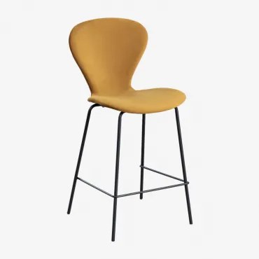 Zestaw 4 Wysokich Stołków Uit ↑65 Cm & Czarny & Aksamitny Mostaza & Aksamitny - Sklum