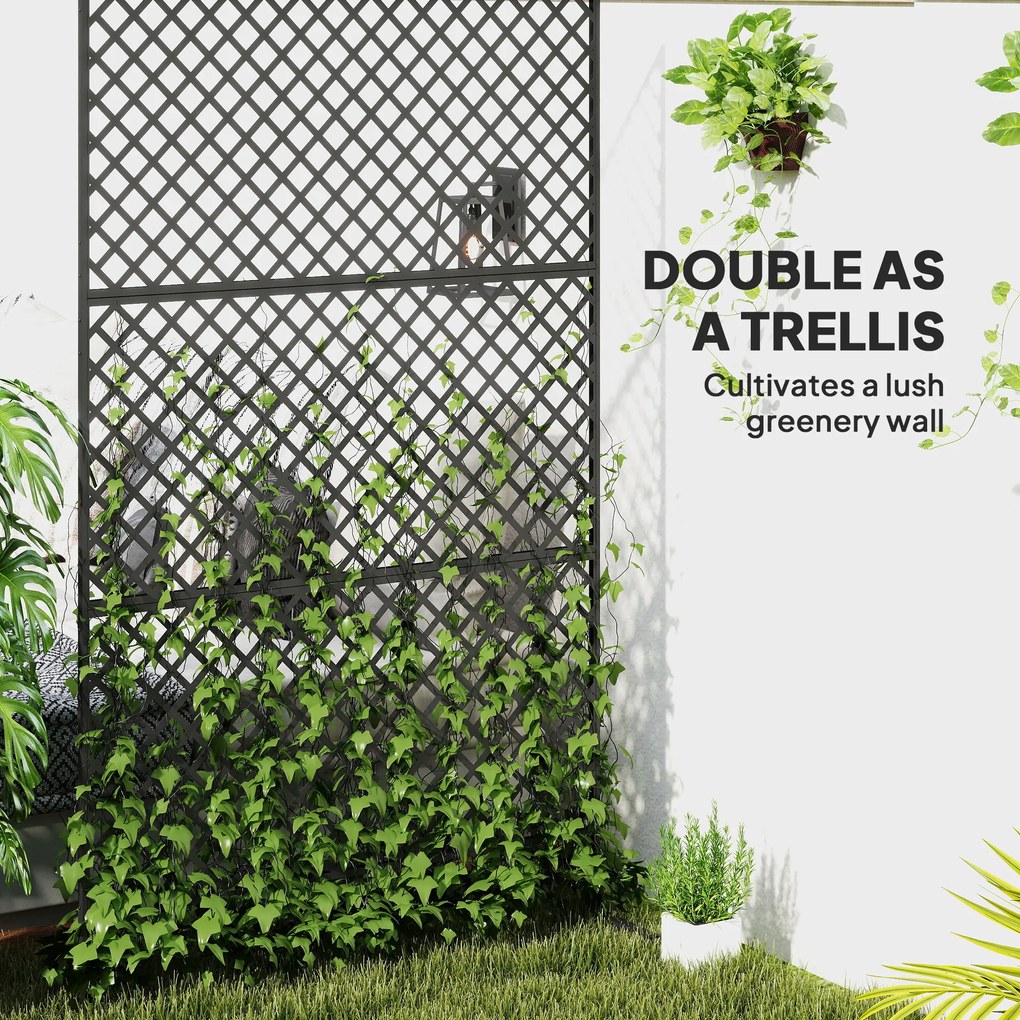 Outsunny Metalowy ekran ogrodowy wolnostojąca przegroda na taras werandę i ogród czarna stal | Aosom PL