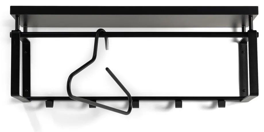 Czarny metalowy wieszak ścienny z półką Rex – Spinder Design