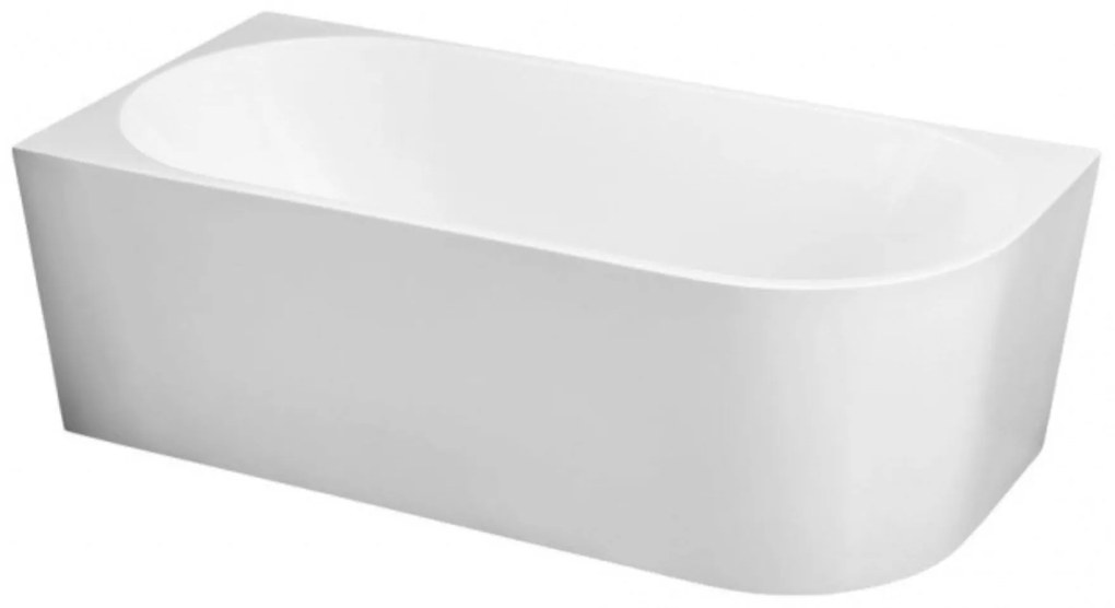 Wanna wolnostojąca narożna WALL Grey Glow / Matt lewa z konglomeratu szara błyszcząca/matowa 160 x 75 cm z przelewem typu SLIM : Kolor wanny - Biały matowy