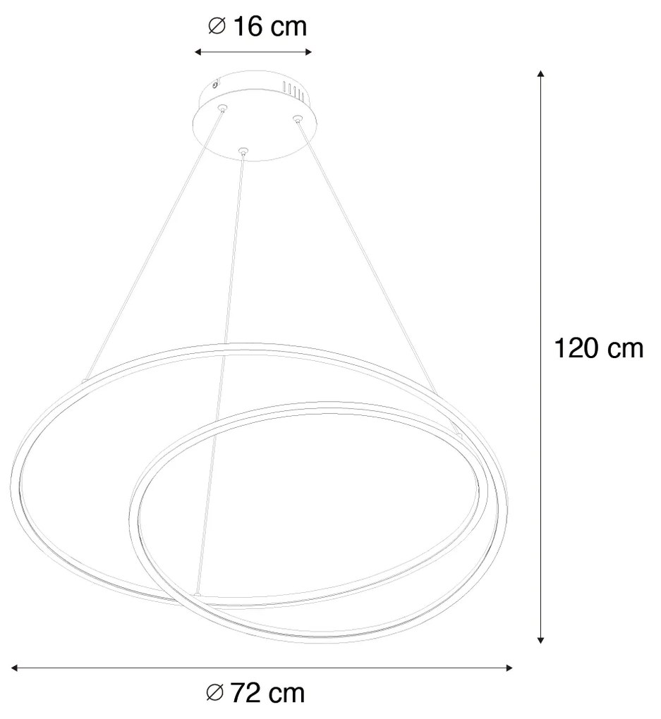 Designerska lampa wisząca złota 72 cm z 3-stopniowym ściemnianiem LED - RowanDesignerski Oswietlenie wewnetrzne