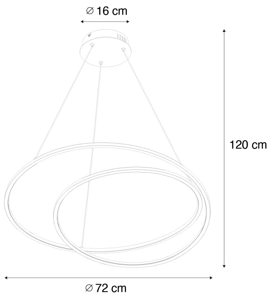 Designerska lampa wisząca złota 72 cm z wbudowanym LED 3-stopniowo ściemnialna - RowanDesignerski Oswietlenie wewnetrzne
