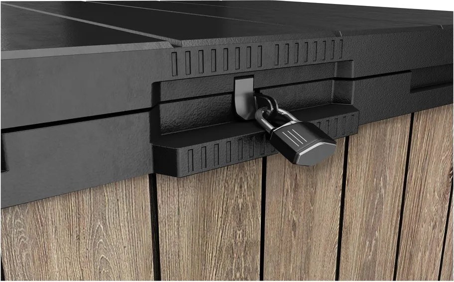 Brązowa plastikowa skrzynia ogrodowa Deco – Keter