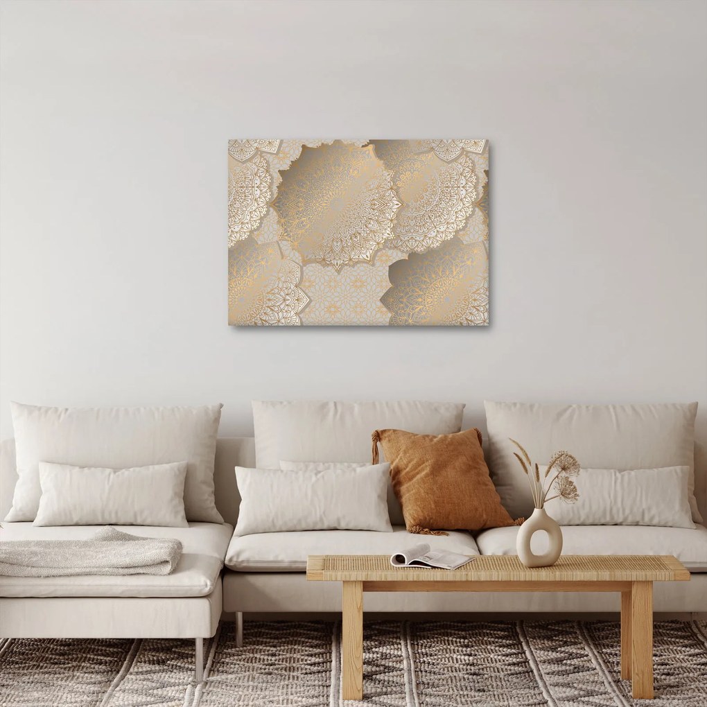 Obraz - Mandale w złotych odcieniach (70x50 cm)