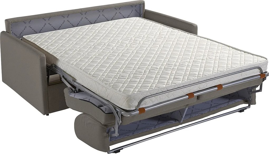 Kanapa 4-osobowa rozkładana typu express z antracytowego weluru z siedziskiem z pianki z pamięcią kształtu - Stelaż listwowy 160 cm - Materac 14 cm CALIFE