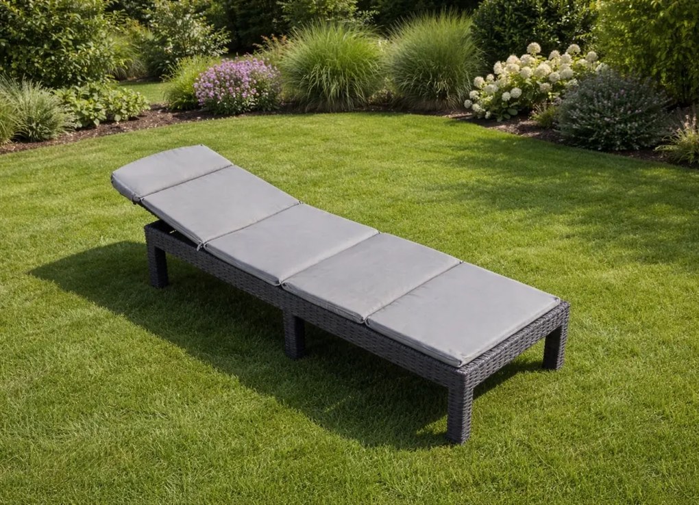 Leżak ogrodowy hotelowy Lagoon SL-02C z poduszką, składany, kolor szary