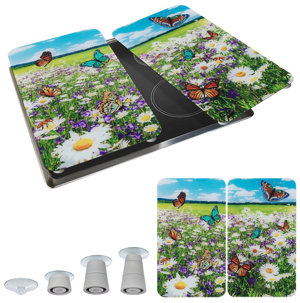 Szklane płyty na kuchenkę, 2 sztuki, Summer Meadow, Maximex