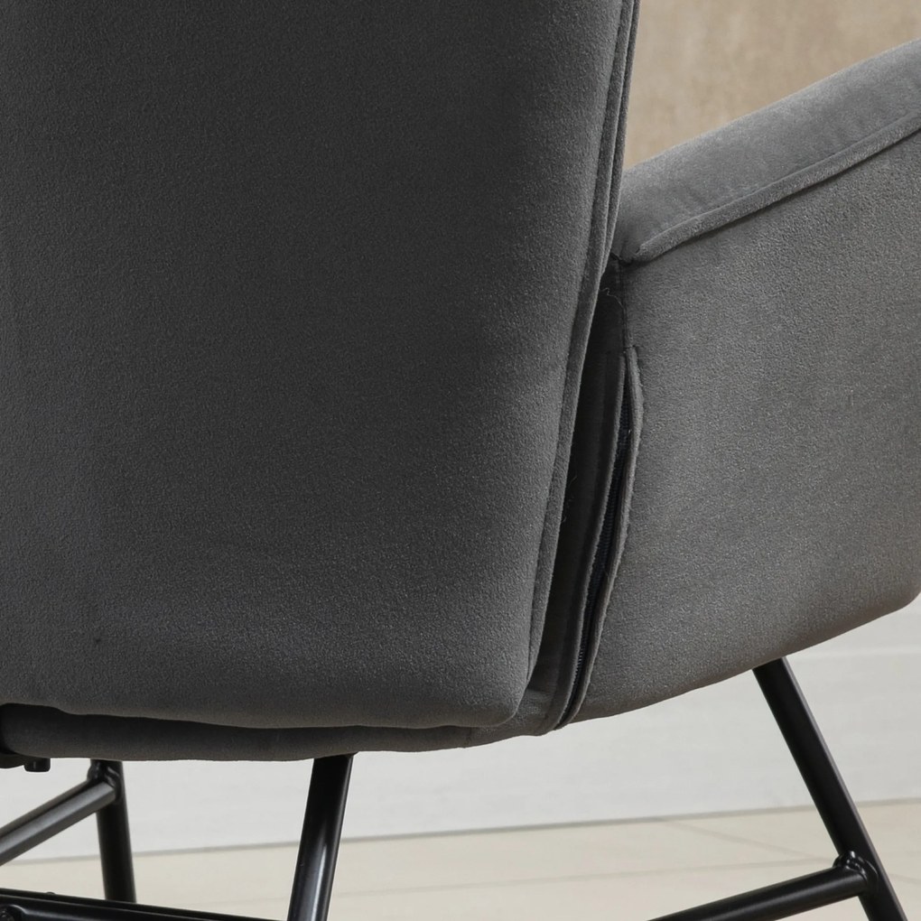 Nowoczesny Fotel Bujany HOMCOM z Miękkim Siedziskiem - Ciemnoszary+Natura