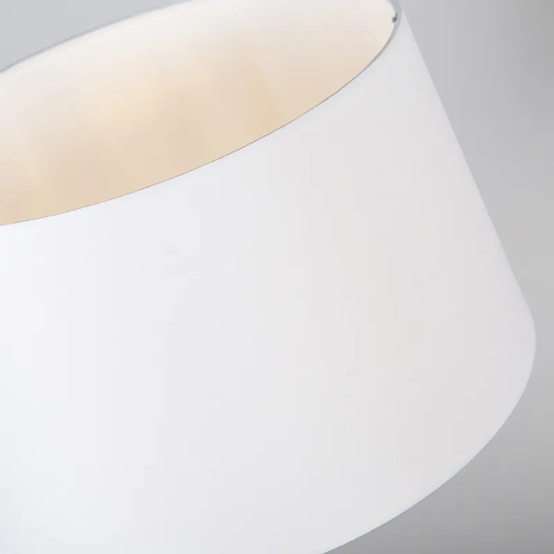 Lampa stołowa brązowa z abażurem białym 35 cm regulowana - Parte Nowoczesny Oswietlenie wewnetrzne