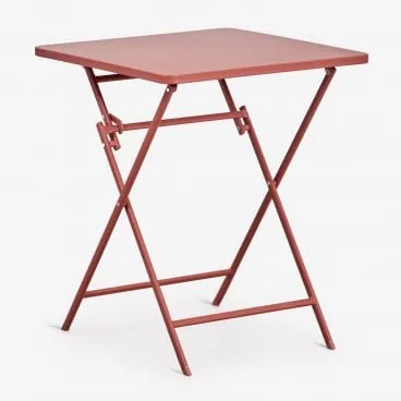 Składany Kwadratowy Stół Ogrodowy 60x60 Cm Ze Stali Tamarit Terracota - Sklum