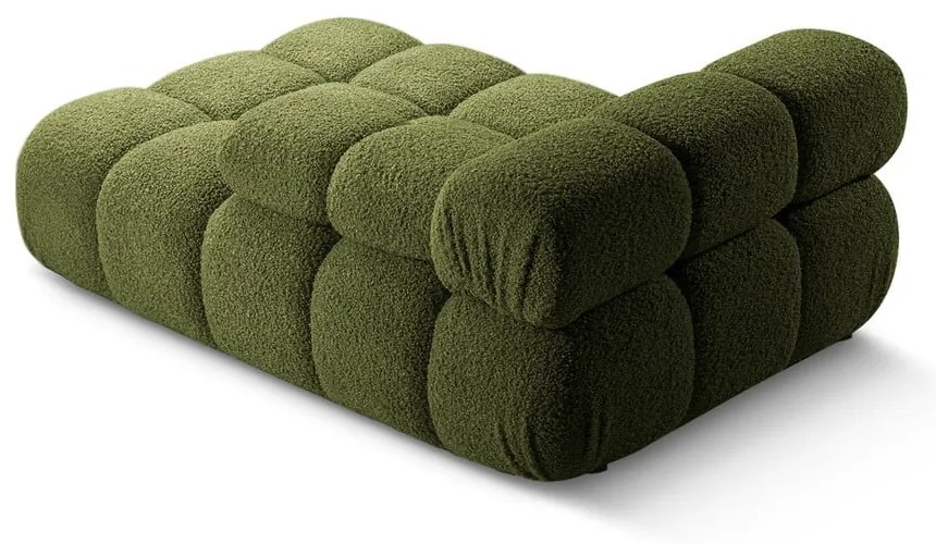 Zielony moduł sofy z materiału bouclé (prawostronny) Bellis – Micadoni Home