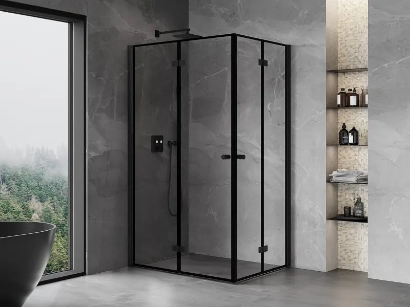 Mexen Mist-F Duo kabina prysznicowa składana lewa 110 x 90 cm, czarna ramka, czarna - 8A6-110L-090P-70-70