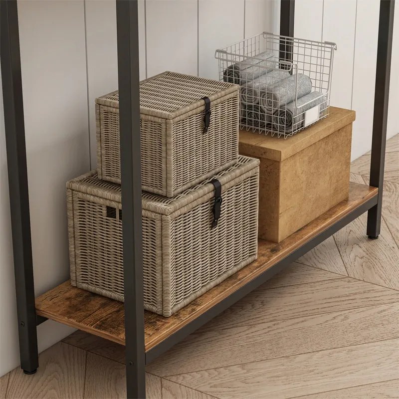 Regał z półką – styl loft industrialny, rustykalny brąz, szafka 100 cm