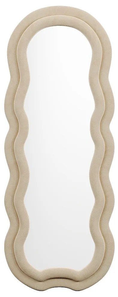 Lustro organiczne z weluru - szer. 60 x wys. 160 cm - Beżowy - LINOA