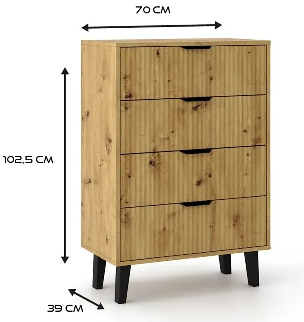 Stylowa komoda na nóżkach dąb artisan - Henex 5X
