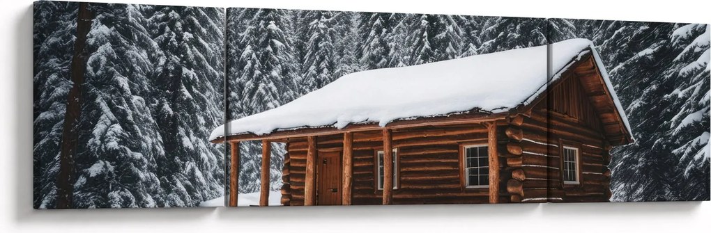 Obraz - Pokryta śniegiem chata (170x50 cm)