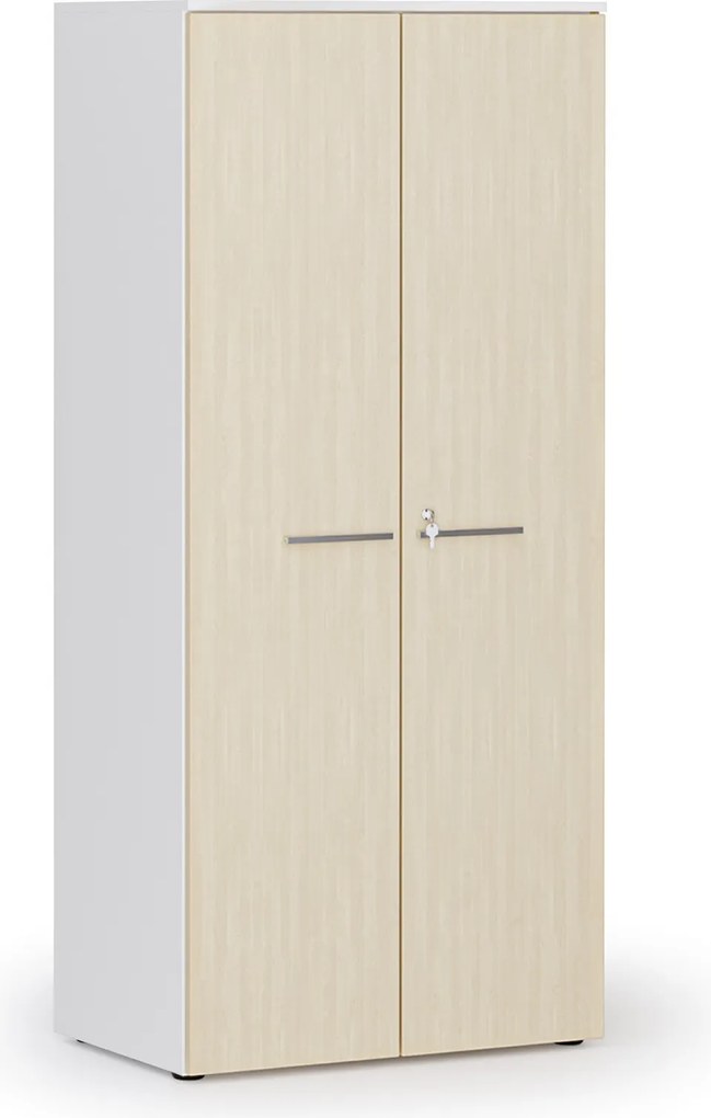 Szafa biurowa z drzwiami PRIMO WHITE, 800 x 500 x 1781 mm, biały/brzoza