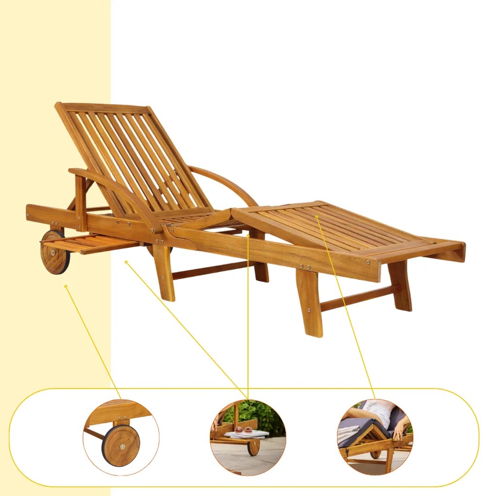 Leżak ogrodowy TAMI SUN, 195,5x69x85cm, naturalny brąz Jurhan